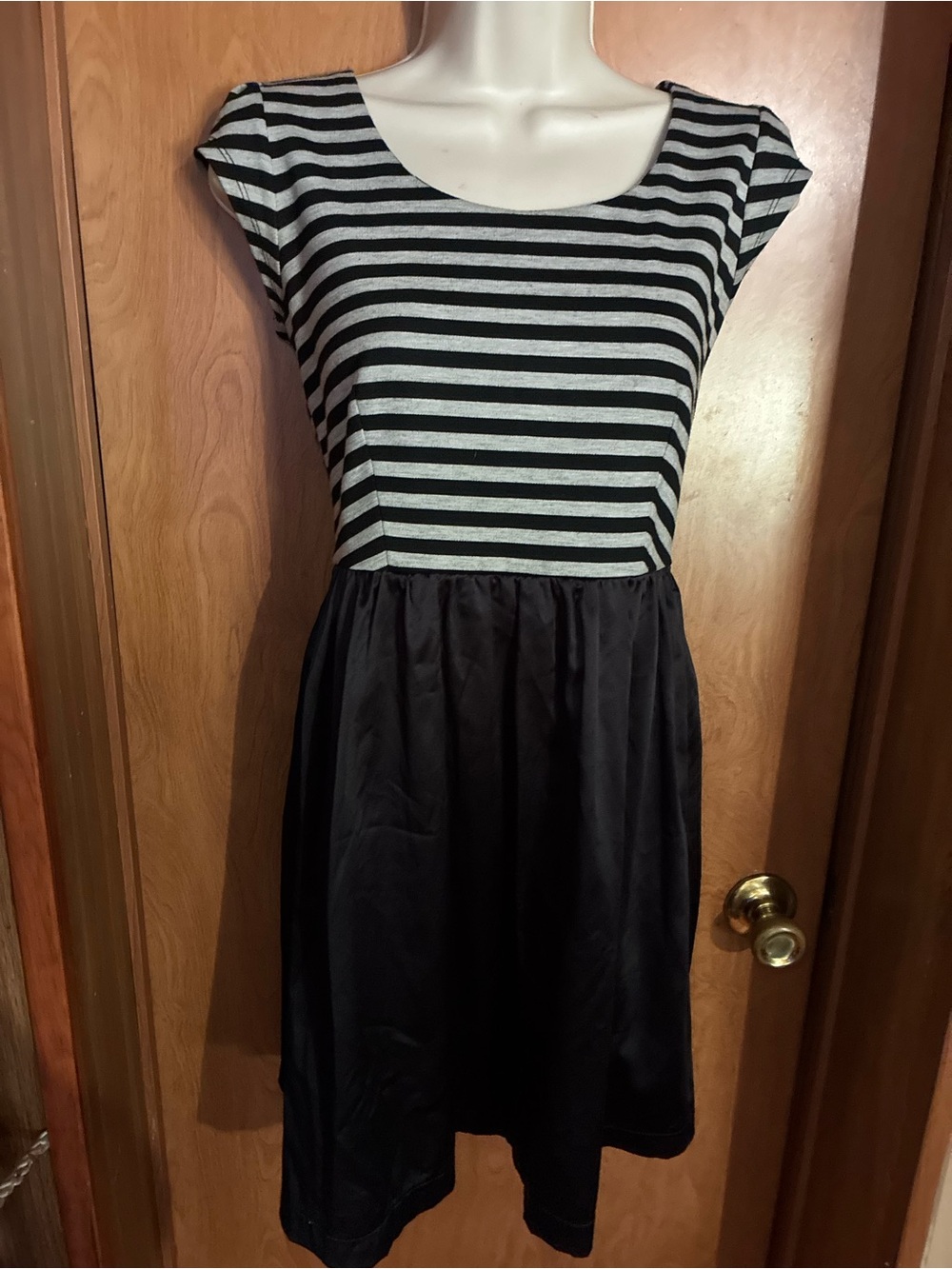 Y2K BeBop Black & White Striped Dress Alternative Size Medium